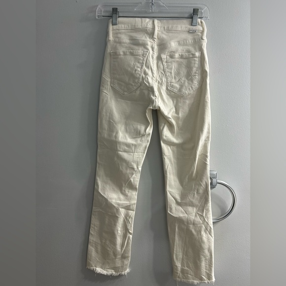 MOTHER THE MID RISE DAZZLER CROP FRAY JEANS CREAM PUFFS WOMEN'S - Picture 7 of 9